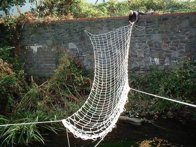 river frome net rope bridge erection heath bunting