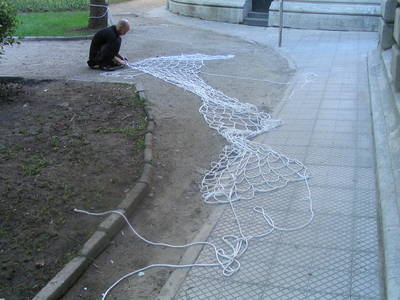 net rope bridge installation heath bunting